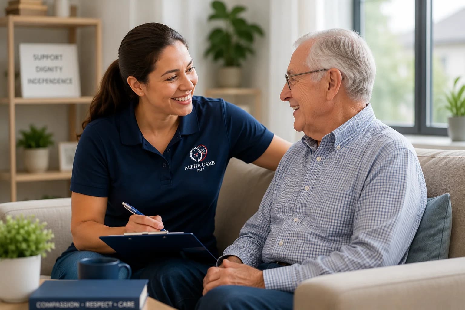 Caregiver supporting a client with referral services