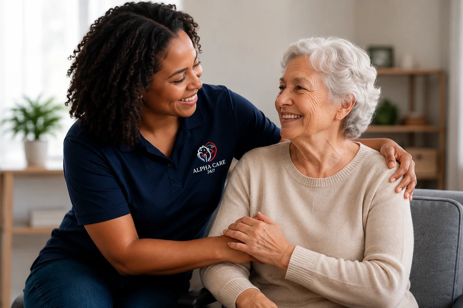 Caregiver supporting a client