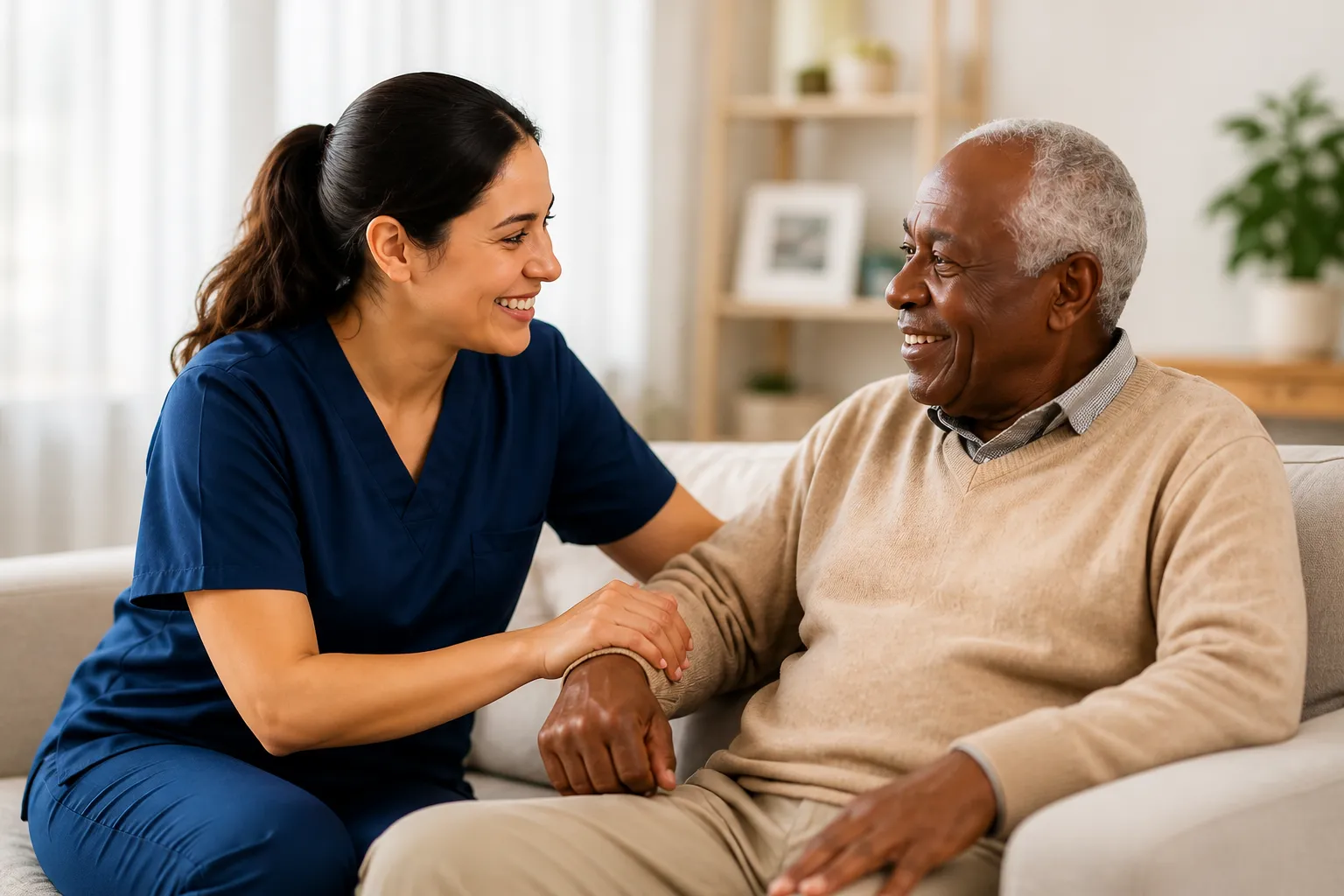 Caregiver supporting a client