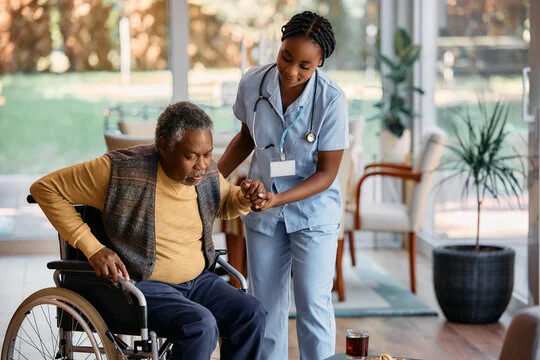 Caregiver providing compassionate support